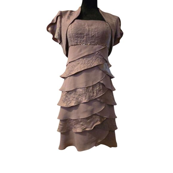 VTG S. L. Fashions Dress 8P 2 Piece Fairy Isle Layered Ruffled Whimsical - Picture 1 of 12